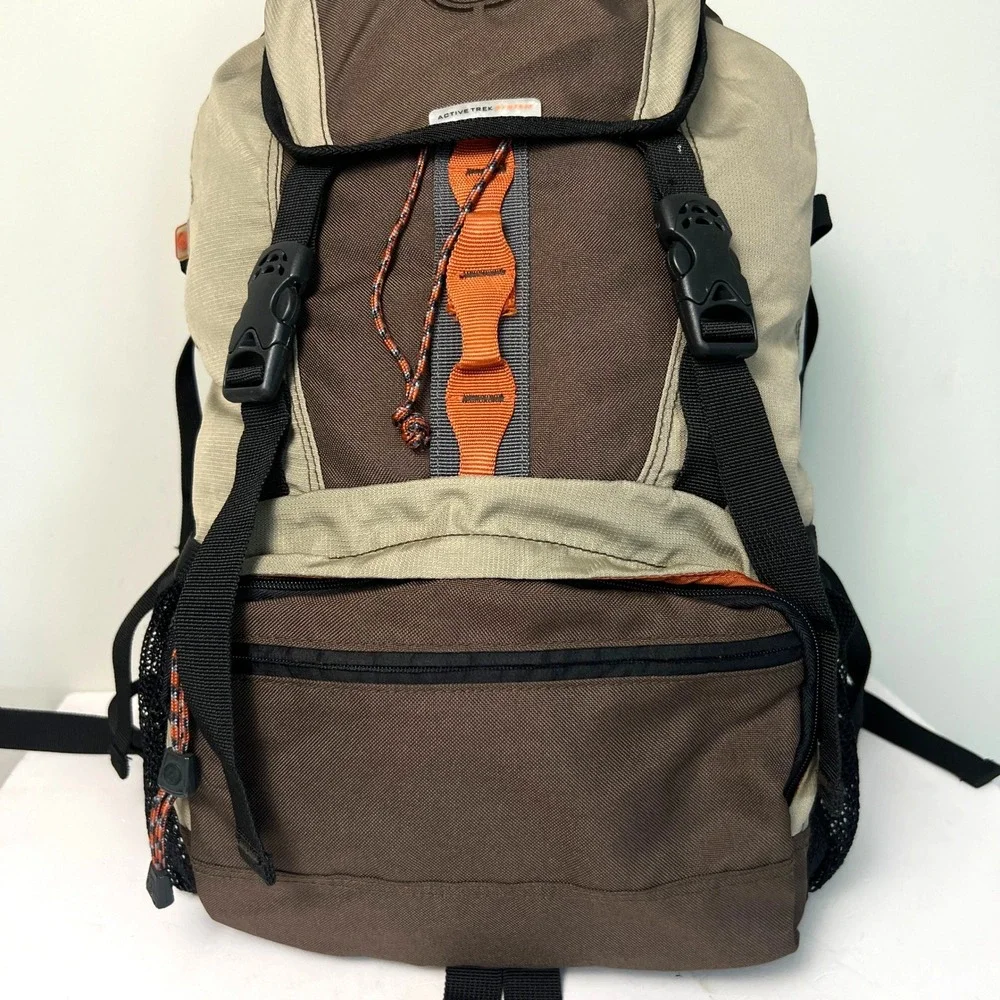 Old Navy Active Trek System Backpack OS Brown Hiking Camping Vintage 2004